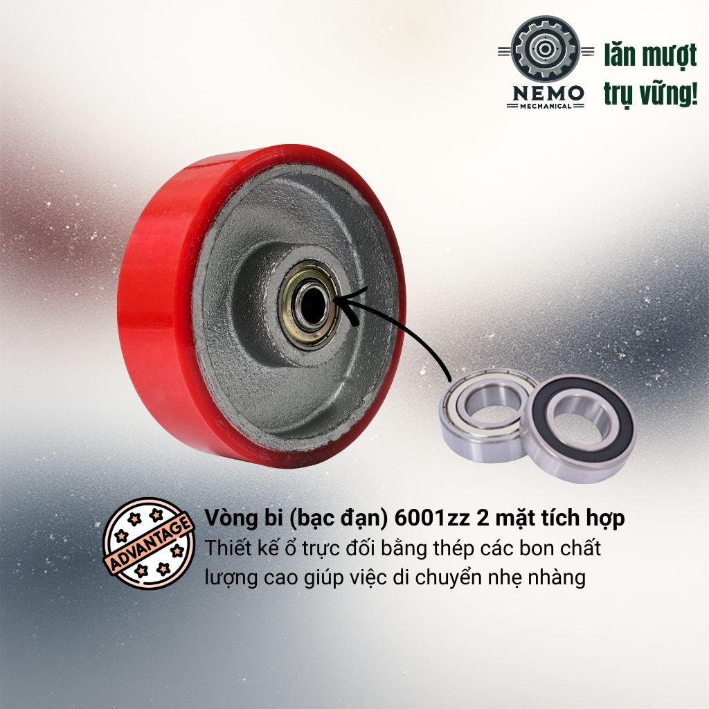 Bánh Xe Rời PU Siêu Bền – Kháng Hóa Chất, Chịu Tải Cao & Bảo Vệ Sàn